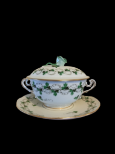 Herend Porcelain: Soup cup with saucer, rose knob #1/1