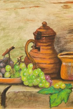 Title: Still life with vines
Year: 1971
Original Size: w45 cm x h35 cm
Technique: Oil Painting