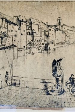 Title: Ponte Vecchio, 
Year: 1929, 
Original size: w35 cm x h27 cm, 
Technique: engraving on paper